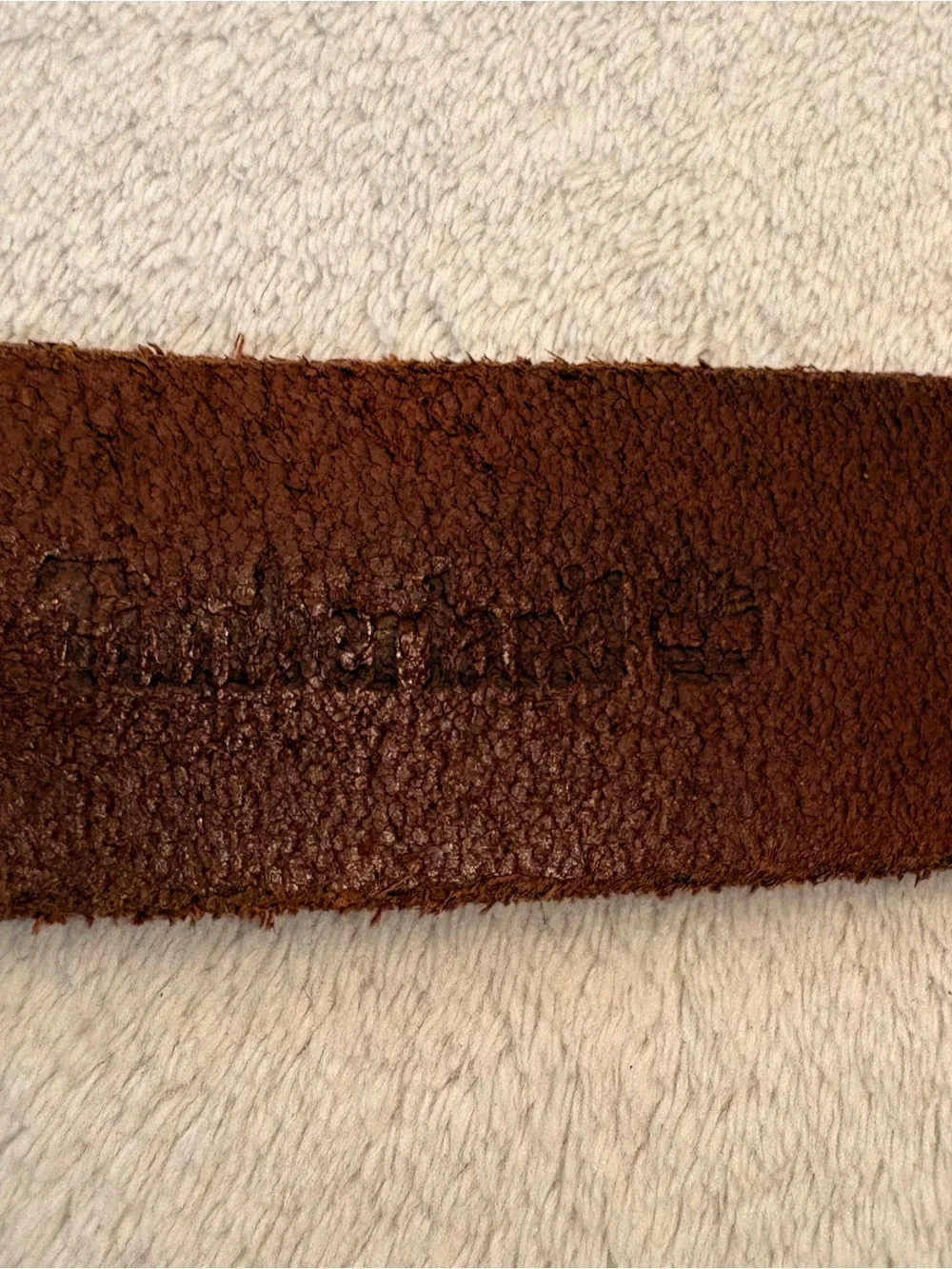 Timberland Men’s Brown Leather Belt Brass-Tone Buckle